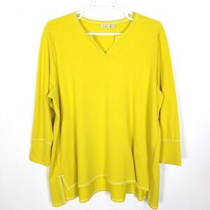 Logo by Lori Goldstein Women Plus Sweater Tunic Size 3X Yellow Pullover